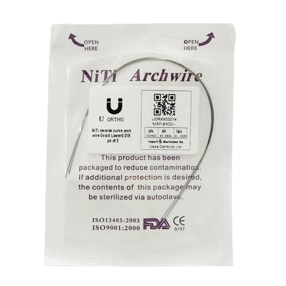 U Ortho Niti reverse curve arch wire-Ovoid Lower 0.018 Pk of 2 