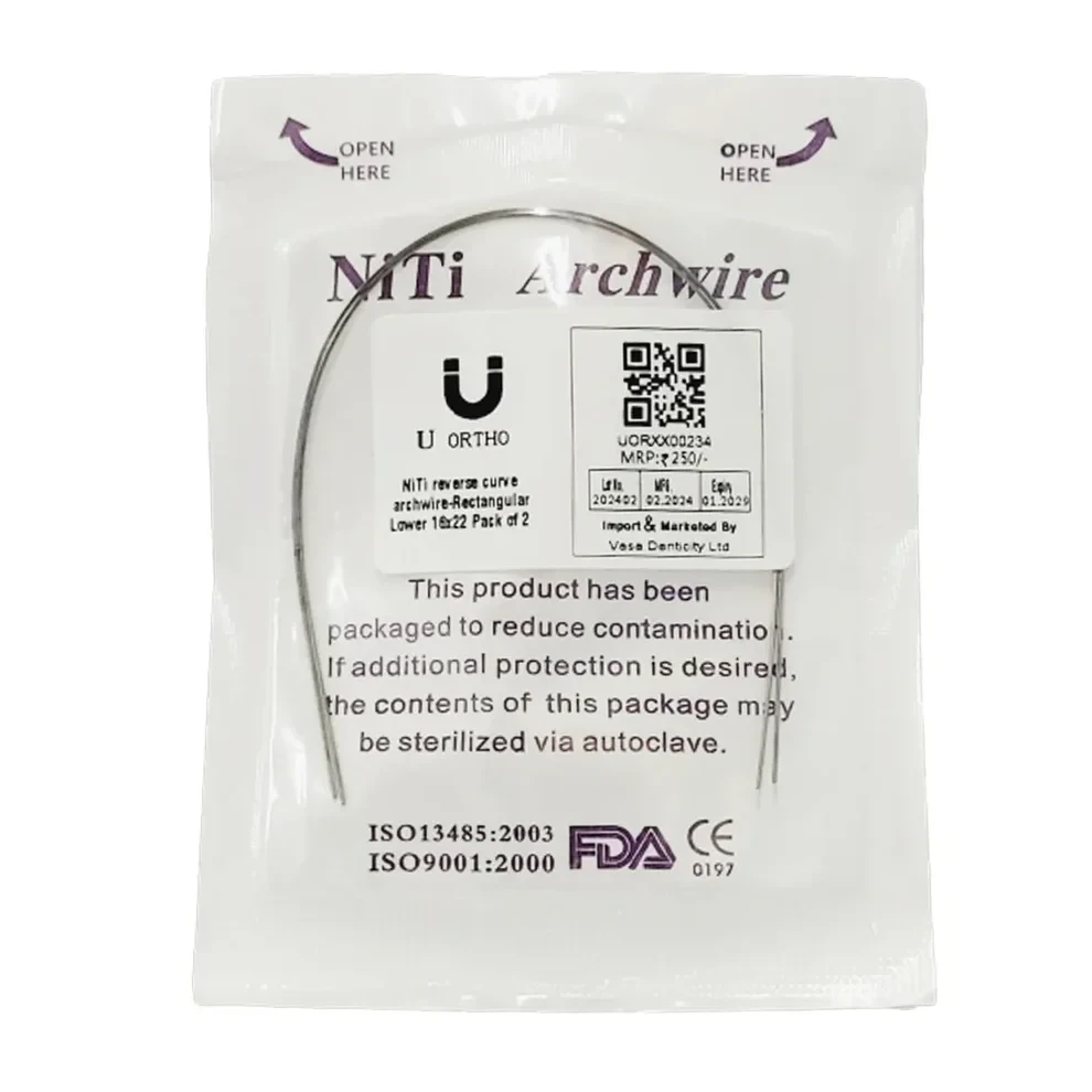 U Ortho Niti reverse curve archwire -Rectangular Lower 16x22 Pack of 2 