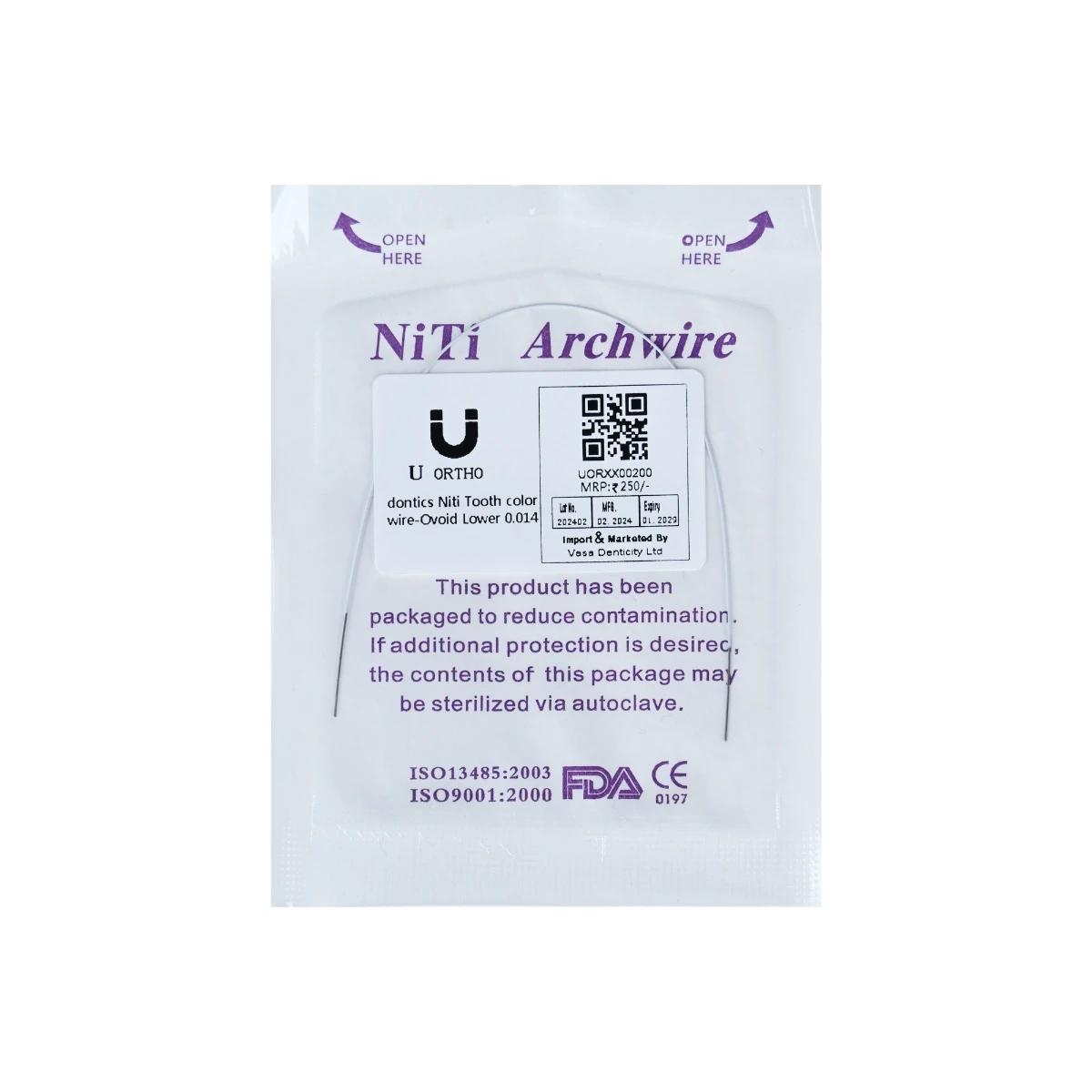 U orthodontics Niti Tooth color wire-Ovoid Lower 0.014 