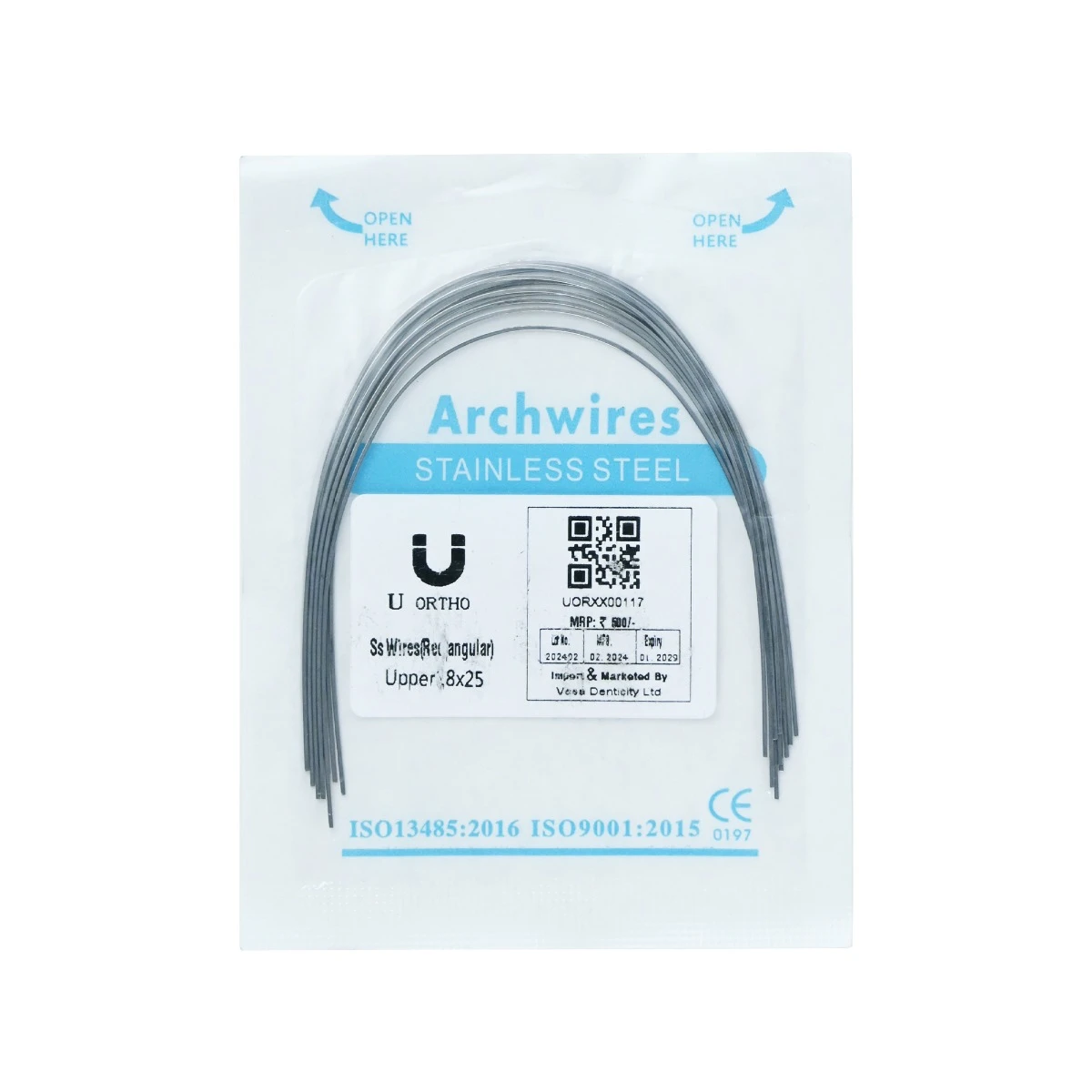 U Ortho Ss Wires (Rectangular) Upper 18 x 25 