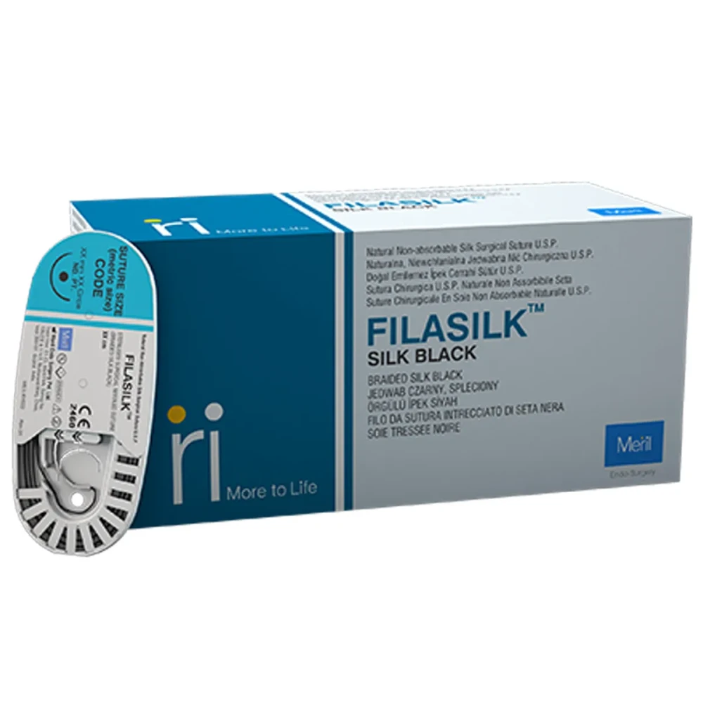 Meril Filasilk #6-0 Black Braided Silk Suture