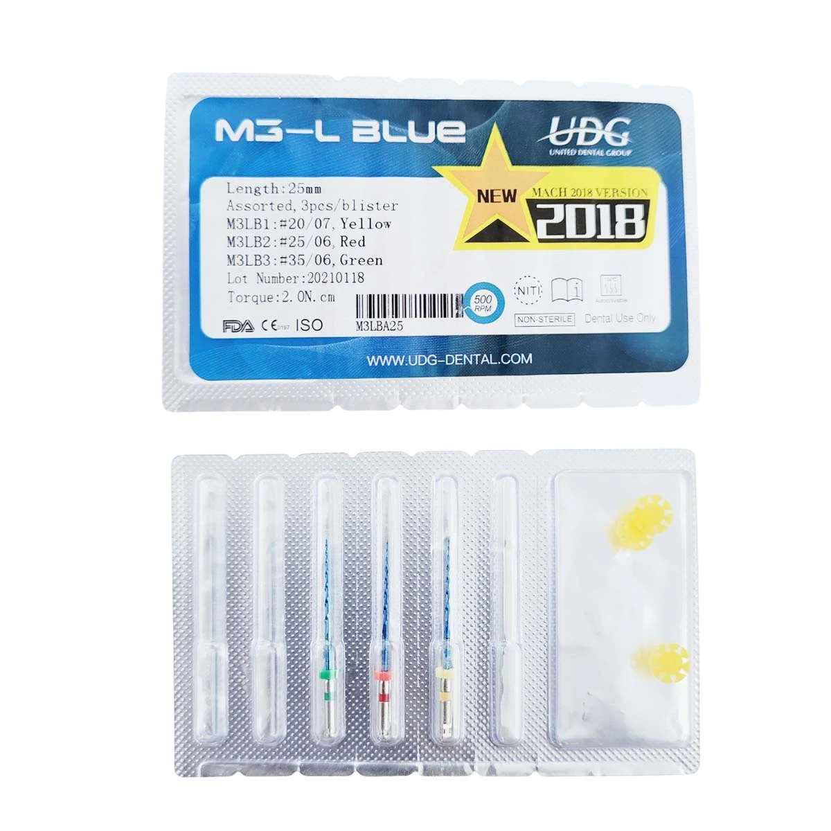 UDG M3-L Blue Ni-Ti Rotary Files Assorted - Pack Of 3